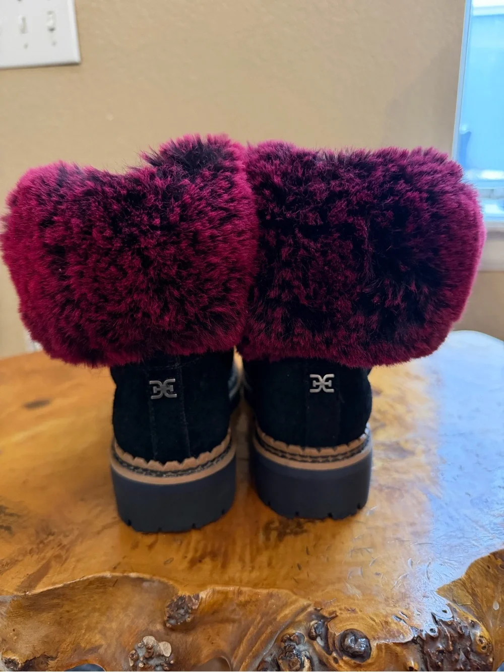 Sam Edelman Bowen Fashion Suede with faux fur boots women's size 6.